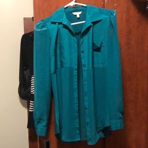 Long sleeve blouse, teal